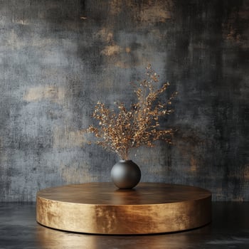 Empty podium design with product pedestal showcasing modern aesthetics in minimalist ambient setting suitable for display of high end cosmetics or decor items photo