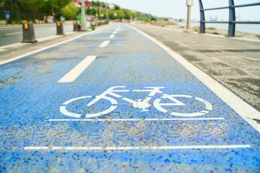 Bike road on the embankment in Istanbul, Turkey. Healthy lifestyle photo