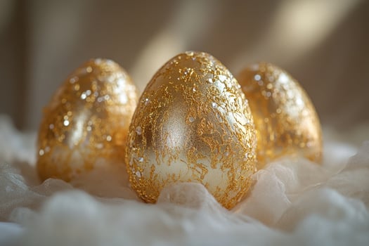 Golden decorative Easter eggs photo