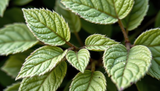 close up view of fine textured sage leaves with soft fuzz and muted green tones under diffused natural light. photo