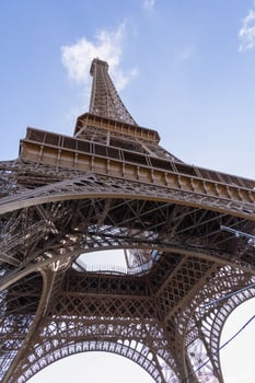 The Eiffel Tower Viewed from Below A Stunningly Iconic and Majestic Landmark in Paris photo