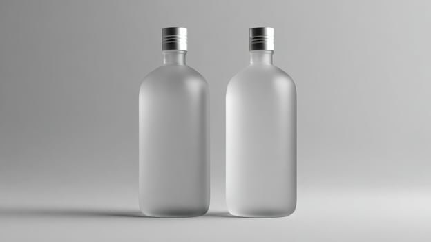 Elegant set of shampoo and conditioner bottles in sleek minimalist design for modern bathrooms photo
