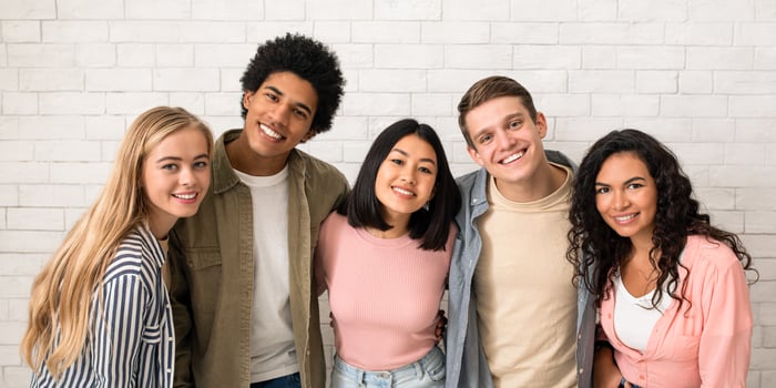 Diverse friends posing together photo