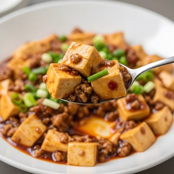 Tofu stir-fry with green onions photo