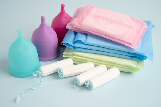 Sanitary hygiene set woman menstrual photo