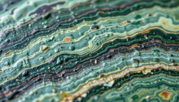 close up view of a polished serpentine stone with green marbled texture. photo