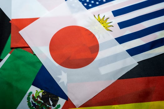 Japan flag of the participating countries in the international championship tournament photo