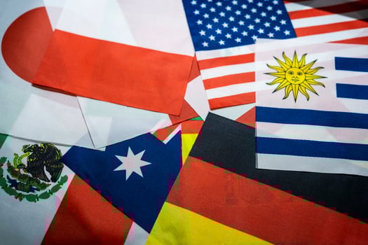 Flags in international championship tournament photo