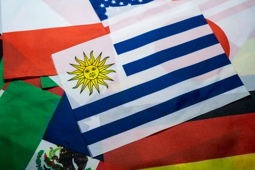 Uruguay flag of the participating countries in the international championship tournament photo
