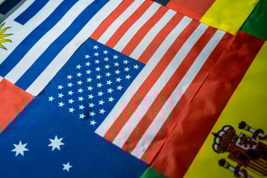 USA flag of the participating countries in the international championship tournament photo