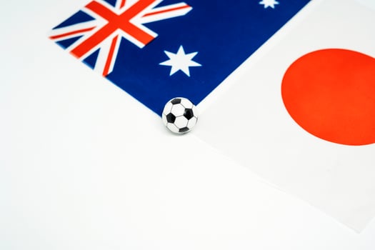 Australia vs Japan Football match with national flags photo