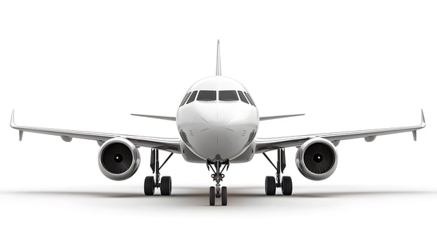 A large passenger jet on a white background photo
