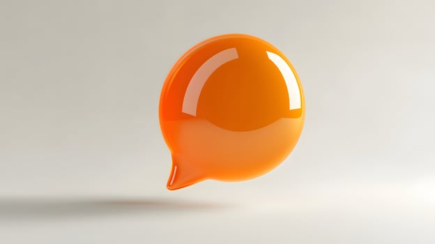 Orange bubble speech bubble on white background photo