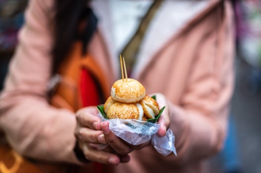 Khanom Krok traditional Thai street dessert food, coconut rice pancake a kind of Thai sweetmeat. photo