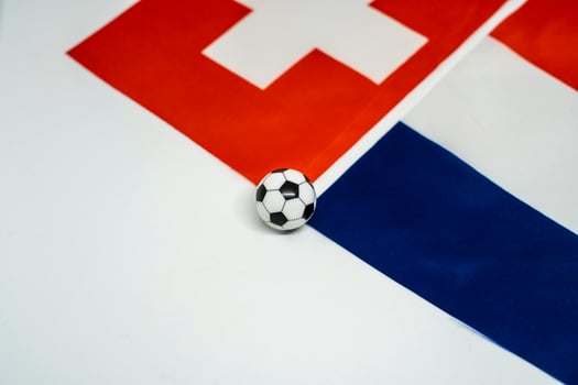 France vs Switzerland Football Match with National Flags photo