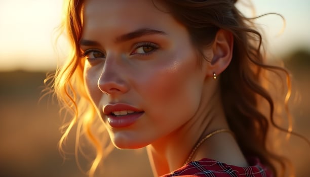 Golden Hour Portrait Redhead Woman Sunset Beauty photo