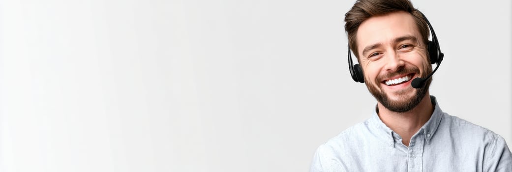 Customer Support Agent Wearing Headset Provides Assistance and Guidance in a Friendly Environment photo