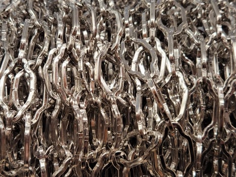Gold chains. Gold jewelry made of chains. Gold background made of gold plated chains. photo