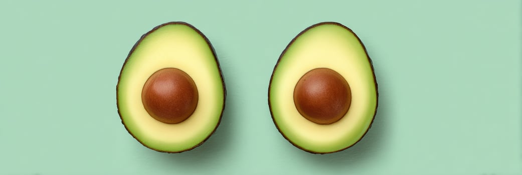 Fresh Avocado Halves on a Clean Background With Minimal Overlay for Modern Design Aesthetics in Food Photography photo