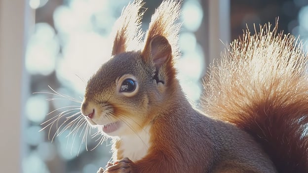 Adorable Squirrel Enjoying Warm Sunlight on a Bright Day. photo