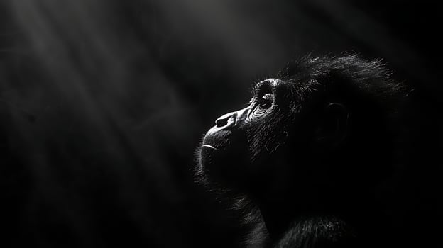 Intense Gaze From A Primate Bathed In Dramatic Light. photo
