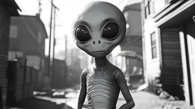 Mysterious Visitor from Another World Appears in Town. photo