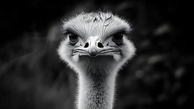Striking Monochrome Portrait of an Ostrich Face in Close Up. photo