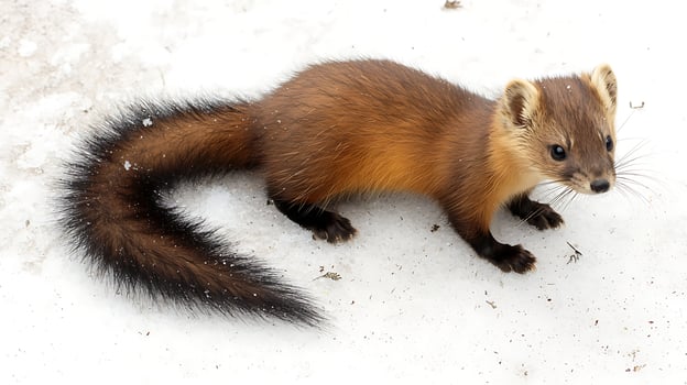 Majestic Pine Marten Roaming Through Winter Snow. photo
