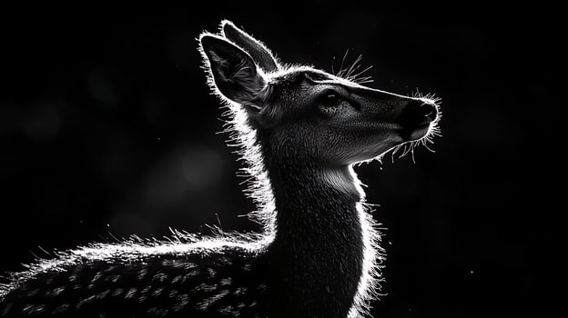 Majestic Deer Head Silhouetted Against Dramatic Black Background. photo