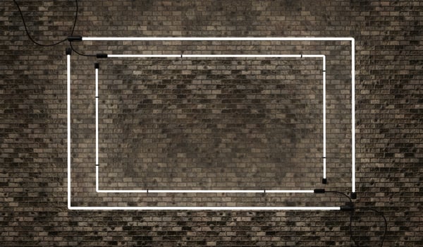 Light frame, billboard, neon brick wall background, 3D illustration photo