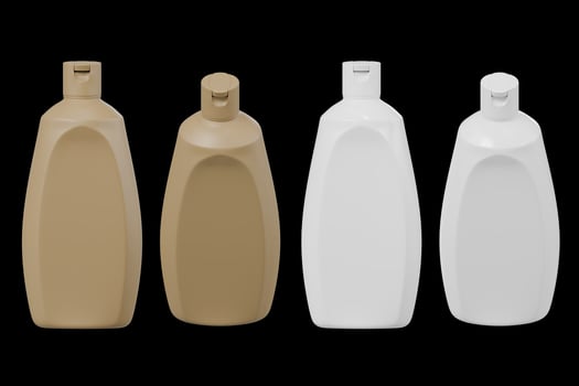 Brown and White Shampoo bottle product mockup for presentation isolated background 3d rendering photo
