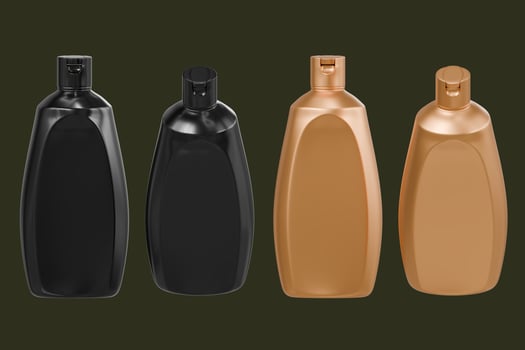 Black and Brown Shampoo bottle product mockup for presentation isolated background 3d rendering photo