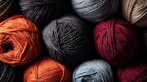 Vibrant yarn balls in various colors, perfect for knitting projects. photo