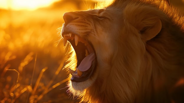 The Roar of Lion King. Animal Wildlife Concept. photo
