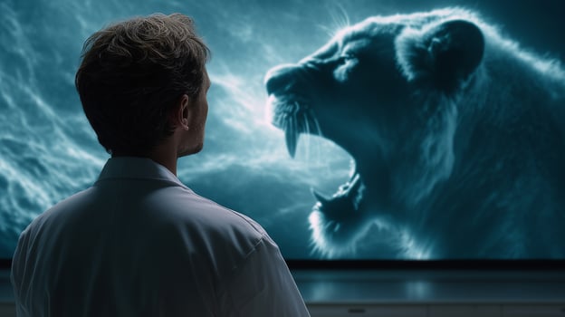 This researcher sees a lifelike saber-toothed tiger brought to life with advanced tech. photo