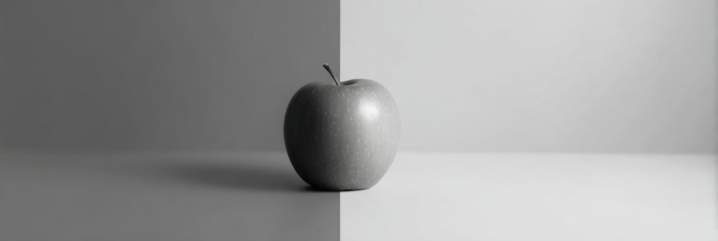 Minimalist Grayscale Composition Featuring a Single Colored Apple on a Contrasting Background photo