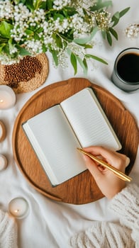 Cozy Corner With a Warm Drink and Notes by the Window in a City Setting. photo