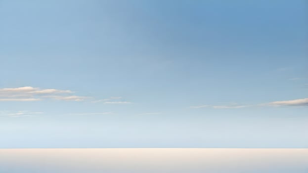 Minimalist landscape with pale blue sky and soft white horizon line photo