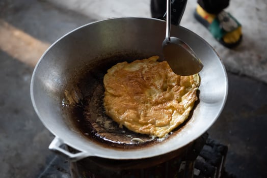 A pan with a food item in it photo