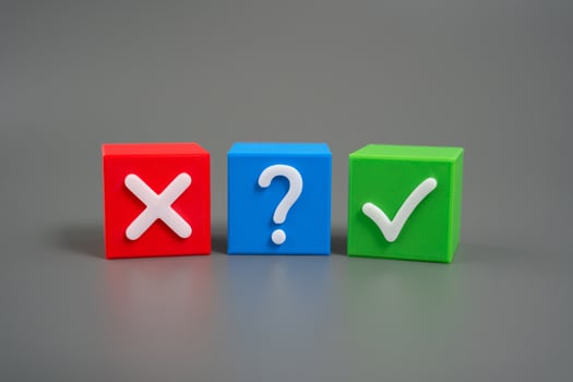 The choice of answering the question is positive or negative. Psychological aspect of choice. Surveys photo