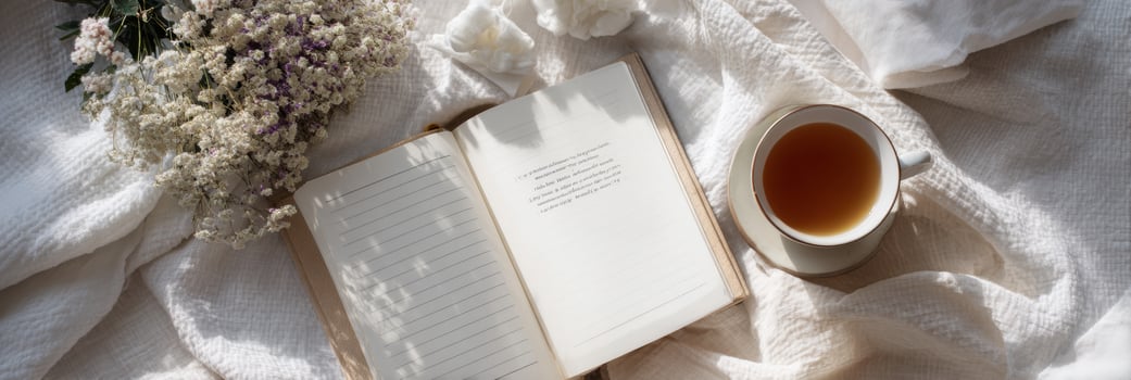 Home Remedy Journal Open on Cold Recovery Page With Herbal Tea and Flowers in Cozy Setting photo