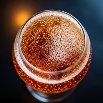 A glass of beer with bubbles on the surface photo