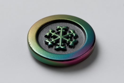 Gaming token featuring iridescent snowflake design photo