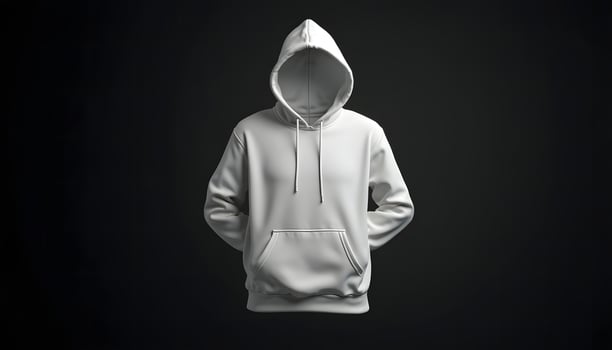 Isolated White Hoodie on Dark Background Apparel Mockup for Clothing Designs photo