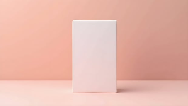 Front View of Blank Cosmetic Packaging Box on Pastel Background photo