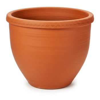 Classic terracotta flower pot with decorative rim photo
