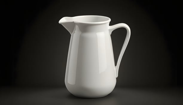 Isolated White Ceramic Pitcher on Dark Background for Kitchenware Product photo