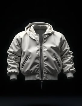 Hooded Bomber Jacket Fashionable Design Displayed on Dark Background photo