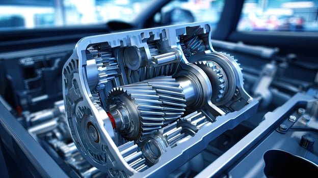 A car engine is shown in the center of the vehicle photo