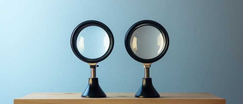 Two magnifying glasses on a table photo